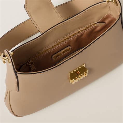 miu miu hobo handbag|Sand Beige Leather Hobo Bag .